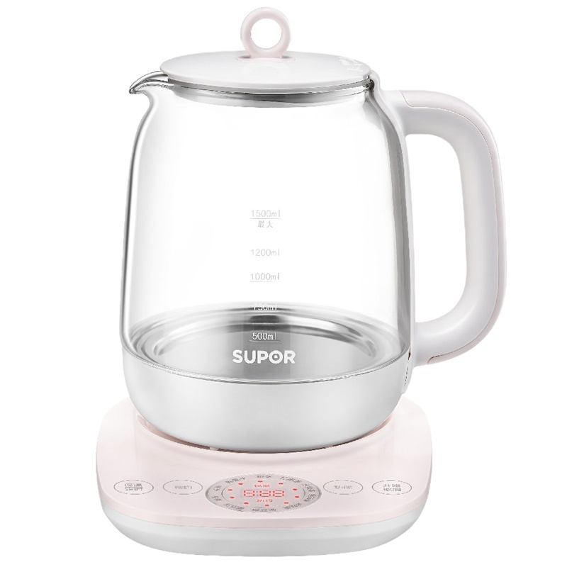 苏泊尔(SUPOR) SW-15Y16 1.5L 高硼玻璃 多功能 智能预约 养生壶 裸粉色