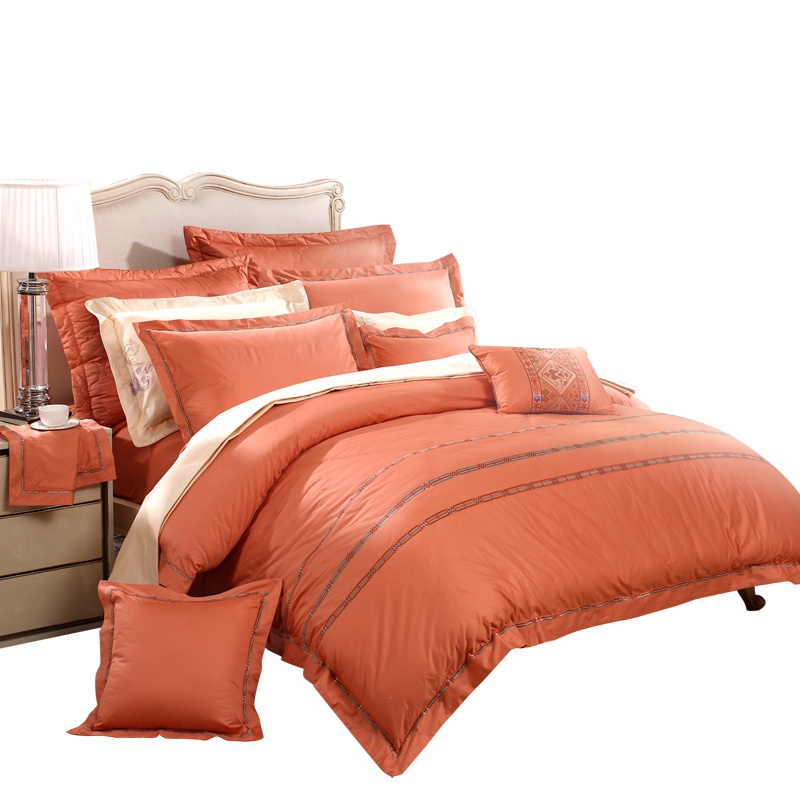 富安娜(FUANNA)家纺 欧美风贡缎纯棉四件套1.5米全棉床品套件1.8米双人床上用品床单被套 奥罗拉