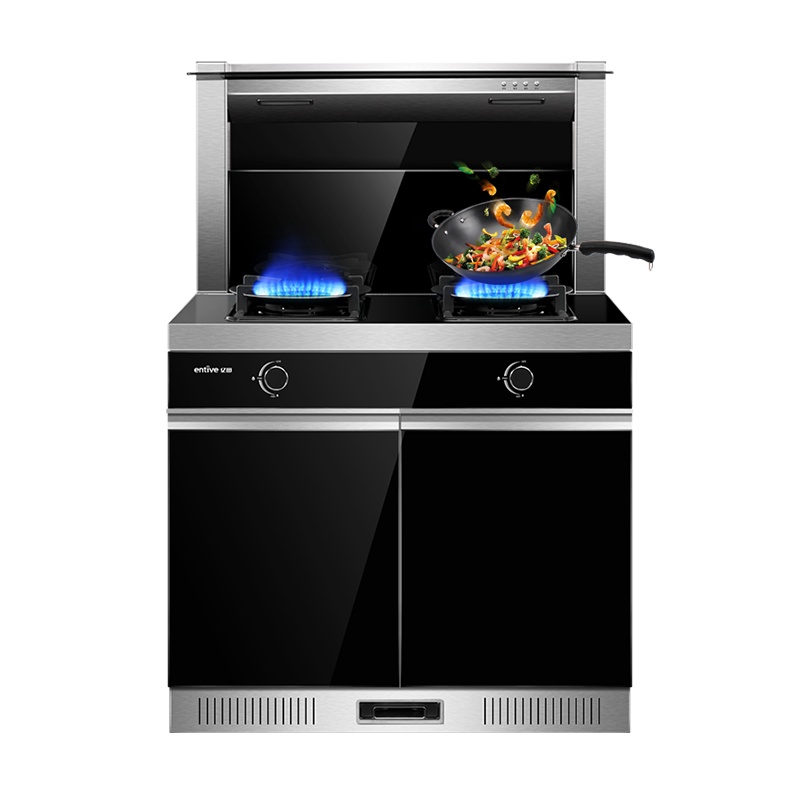 亿田(entive)集成灶储物柜90L大容量集成灶一体灶家用J01C钢化玻璃台面