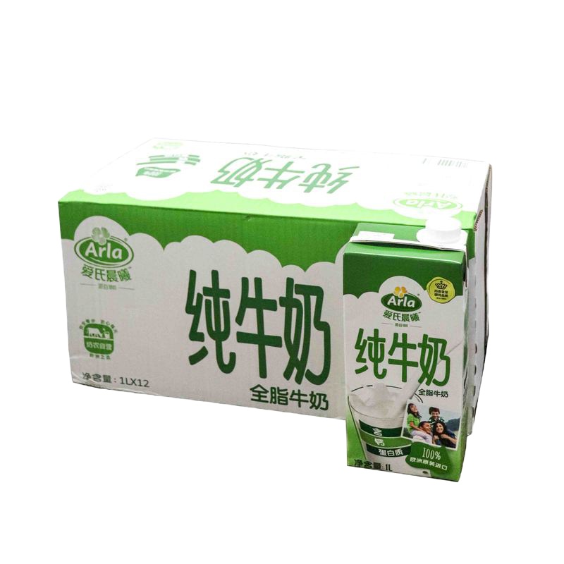 爱氏晨曦全脂纯牛奶1L*12盒