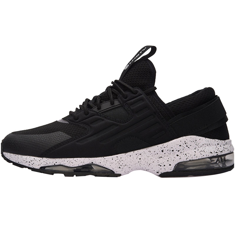 李宁男鞋半掌气垫小黑休闲鞋慢跑泼墨低帮运动鞋