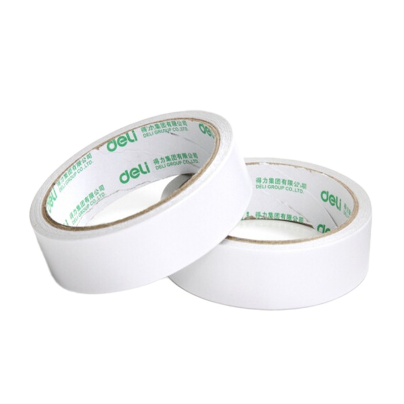 得力(deli)30403棉纸双面胶带24mm*10y*80um(白)(12卷/袋)