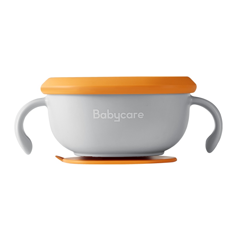 babycare宝宝吸管碗喝汤婴儿专用辅食碗吸盘碗三合一儿童吃饭餐具 季风灰 BC2008051