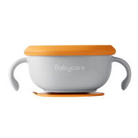 babycare宝宝吸管碗喝汤婴儿专用辅食碗吸盘碗三合一儿童吃饭餐具 季风灰 BC2008051