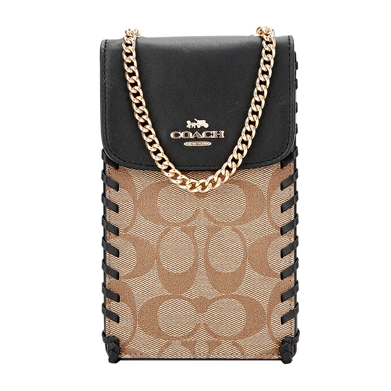 COACH 蔻驰 奢侈品 欧美时尚女士人造革配皮单肩斜挎手机包链条包 F76988 IMP4X