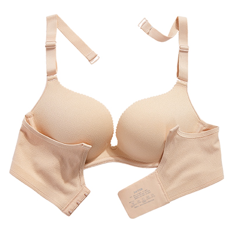 曲慕QuMu 无钢圈聚拢文胸上托无痕肌肤天使棉舒适内衣女无下趴胸罩QM7823