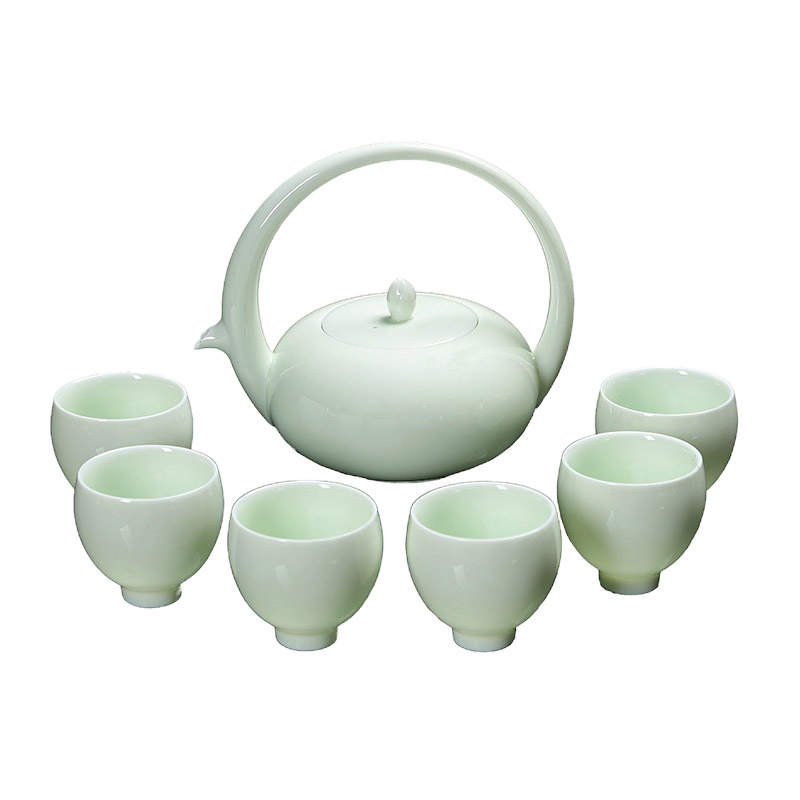 晓味窑 茶具套装礼盒青瓷中式功夫茶具陶瓷茶具一壶六杯圆满XWY-YM