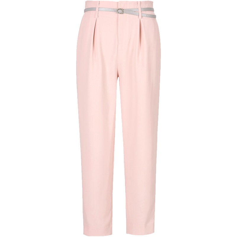 三彩2020夏季新款腰带直筒裤休闲裤显高九分裤