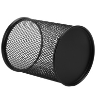 广博(GuangBo) WZ5922 圆形金属笔筒 网格铁笔筒 圆形收纳笔座 黑色