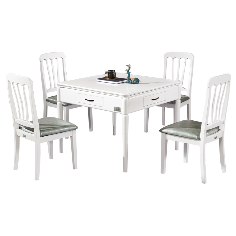 上岛(SHANGDAO)智能餐桌 实木餐桌 多功能餐桌式麻将机 新中式餐桌 一桌四椅 方桌 马来西亚进口橡胶木