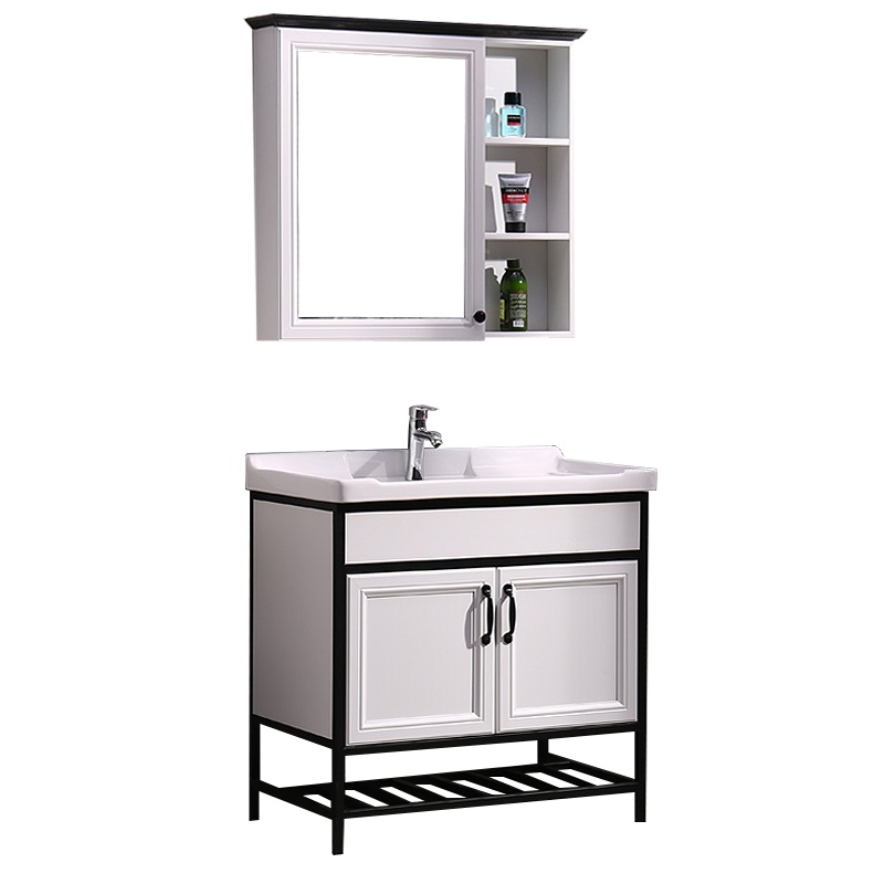 帝宏 工业风 浴室柜组合卫生间挂墙式 镜柜 落地式 碳纤维 简约白色 洗手脸盆池面盆洗漱台小户型 镜柜现代简约