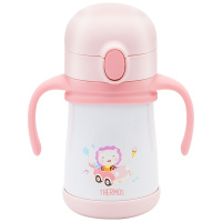 膳魔师(THERMOS)孕婴童保温杯FFH-293L吸管杯内胆316L不锈钢双盖多用290ML学饮杯礼盒装防滑底座粉色
