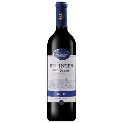 贝灵哲(Beringer)加州梅洛红葡萄酒红酒 750ml 美国进口