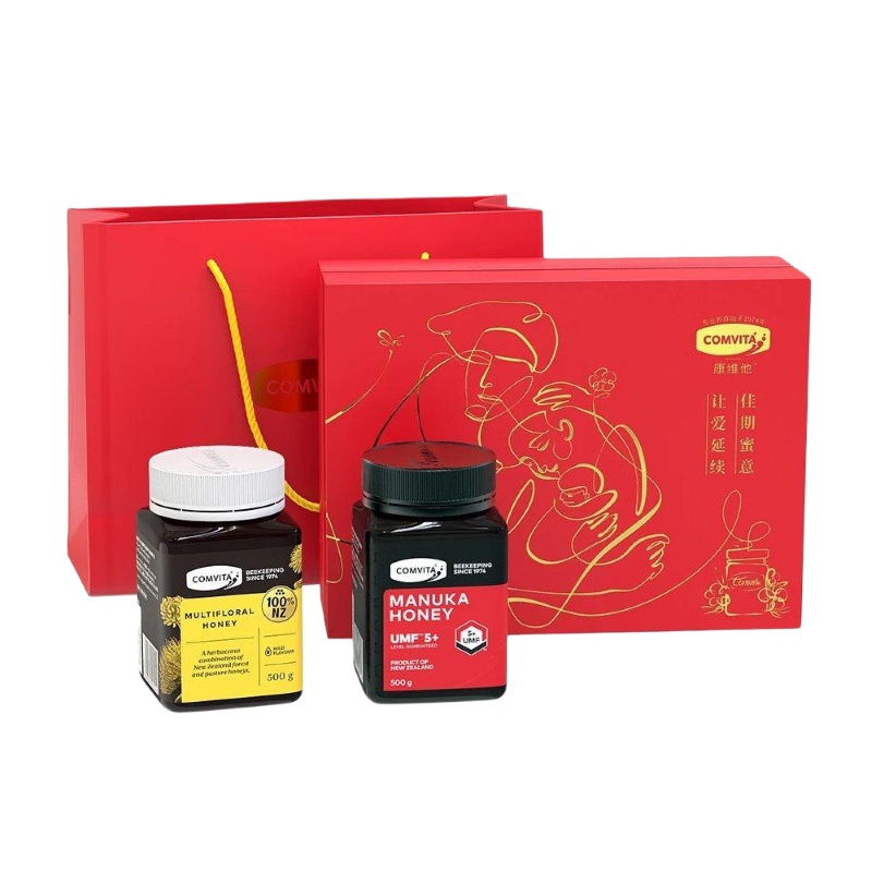康维他新西兰原装进口麦卢卡UMF5+蜂蜜500g&多花蜂蜜500g 两瓶礼盒装
