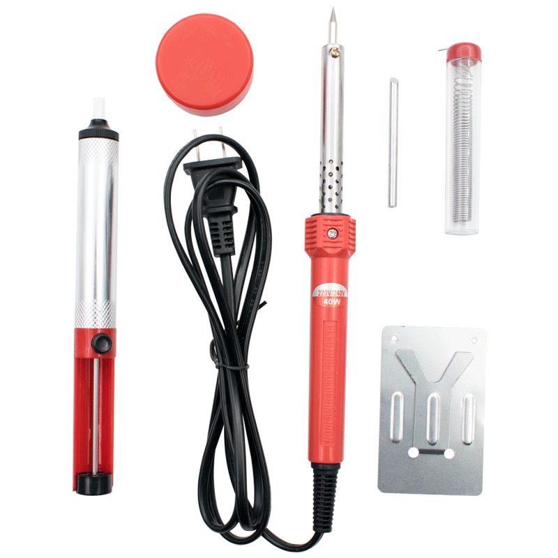 【苏宁自营】勒塔(LETA)电烙铁套装6件套40W电烙铁平头 烙铁架 松香焊锡丝吸锡器家用焊接维修工具 LT-ET252