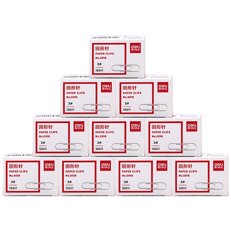 得力(deli) 0018回形针3# 100枚/盒(20盒装)