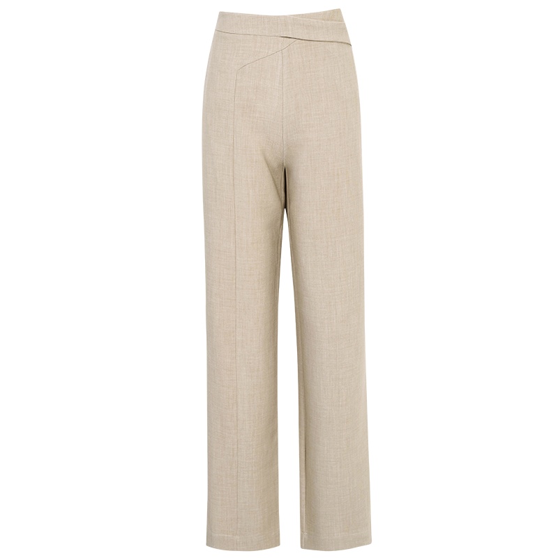 晚白2021春季新品时尚帅气纯色高腰百搭职业阔腿裤休闲裤长裤女