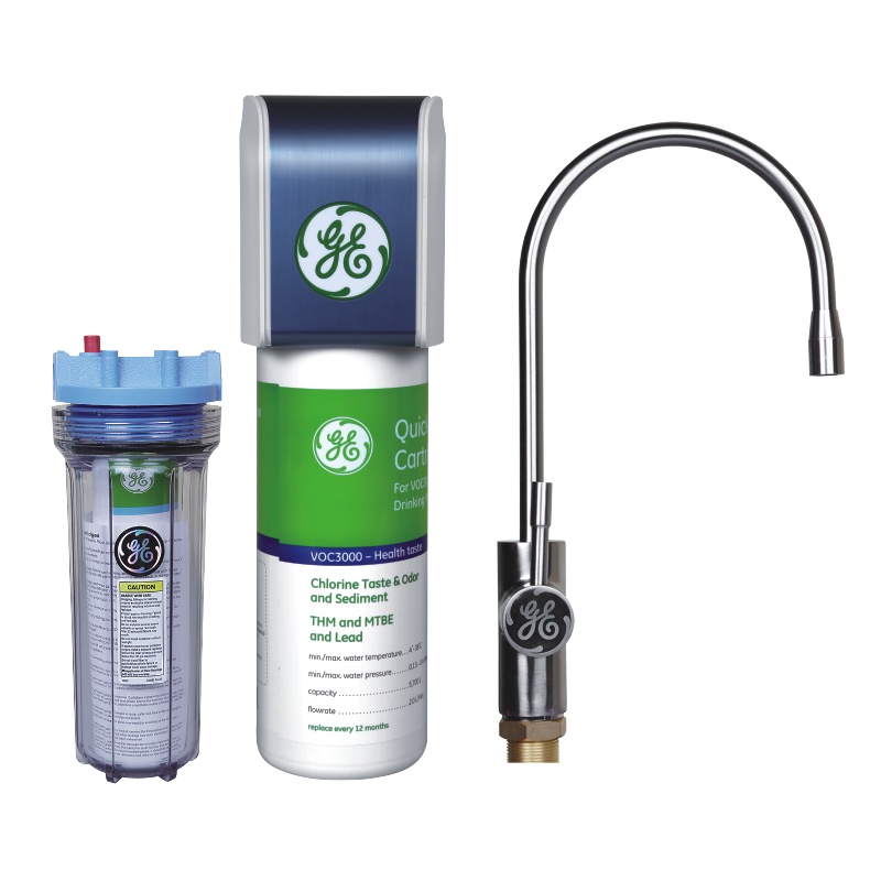 [品质精选]美国通用(GE)净水器VOC3000 家用厨下式直饮净水机 3000L大通量 保留矿物质适合长期饮用