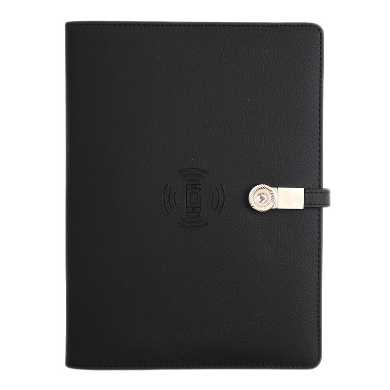 优必利 商务可充电记事本 笔记本/记事本带充电宝/U盘文具会议送礼 A5活页本套装 定制logo 3057黑色