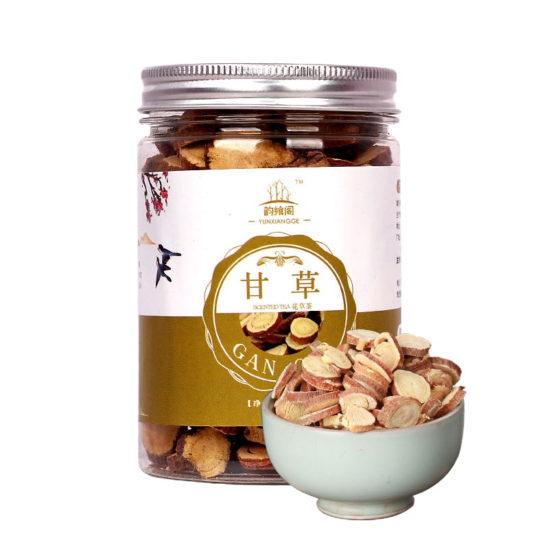 甘草100克[罐装] 甘片优选自然甘片圆片甘茶大片甘瓶装干咳片罐装茶