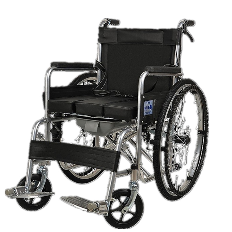 衡互邦轮椅老人轮椅车折叠轻便带坐便器老年人残疾人手推车代步车 全躺液压一体轮(前)自调款