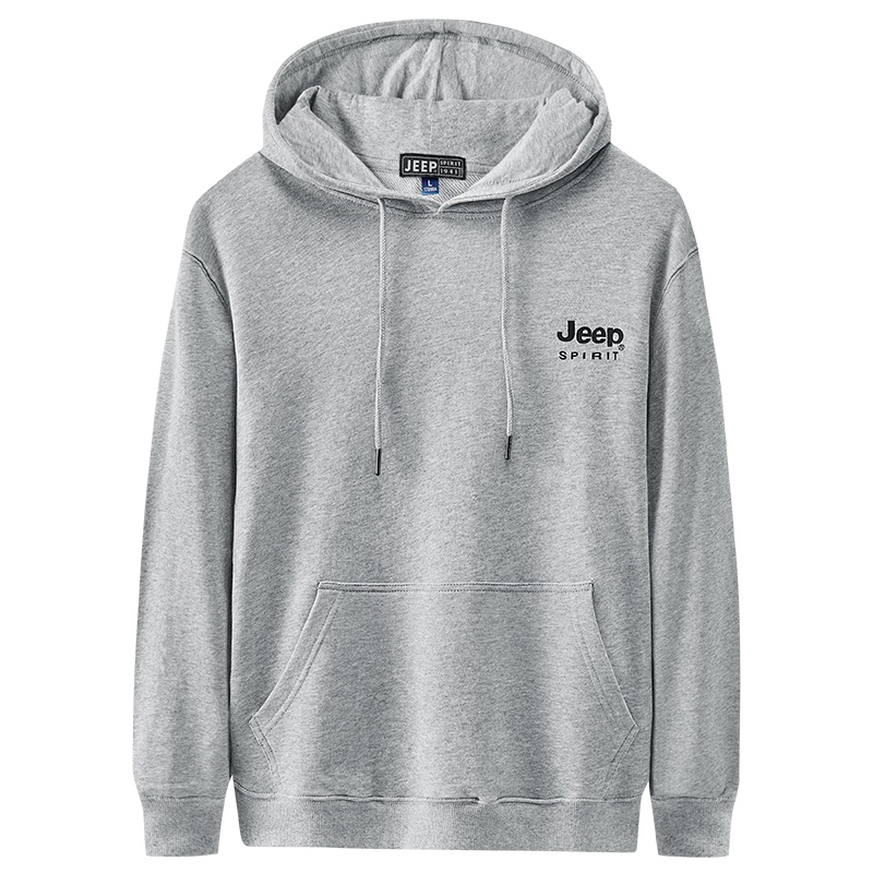 JEEP SPIRIT吉普卫衣男2021秋季新款纯色印花连帽卫衣宽松休闲男士套头帽衫