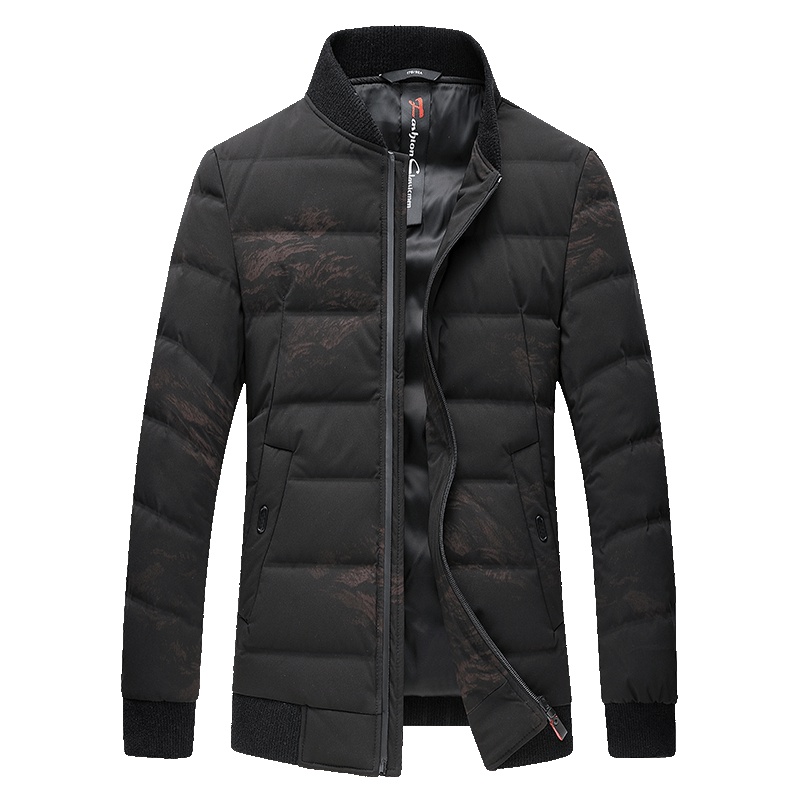 雪中飞2019冬季新款羽绒服男短款立领青年男士时尚印花潮流加厚外套