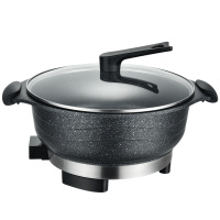 电炒锅炒菜锅多功能家用一体式插电火锅锅麦饭石蒸煮饭不粘电热锅新丰腾尊味渐变色30cm标配+304蒸笼