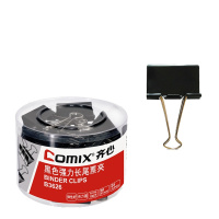 齐心B3626 24只41mm黑色长尾夹票夹 2#金属燕尾夹票据夹子 办公用品