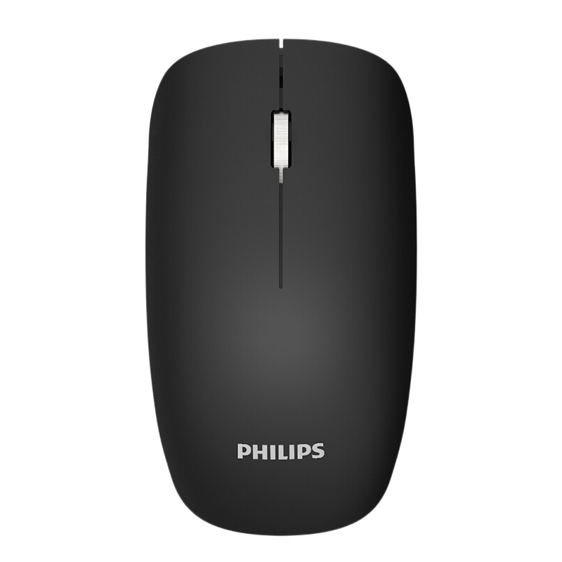 飞利浦PHILIPS SPK7424BSC 办公鼠标 无线蓝牙鼠标 静音鼠标 充电鼠标 金属滚轮 黑色 1600dpi