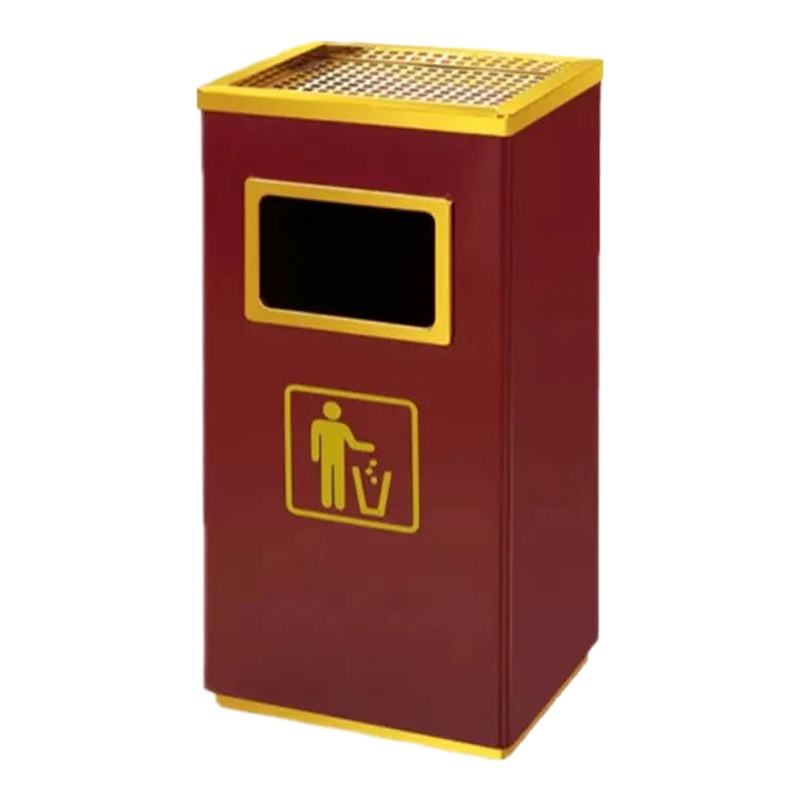 递乐(DiLe)大堂公共加厚垃圾桶 标准贵宾红投放垃圾标识不锈钢垃圾桶 不锈钢垃圾桶 30*24*61cm 定制款