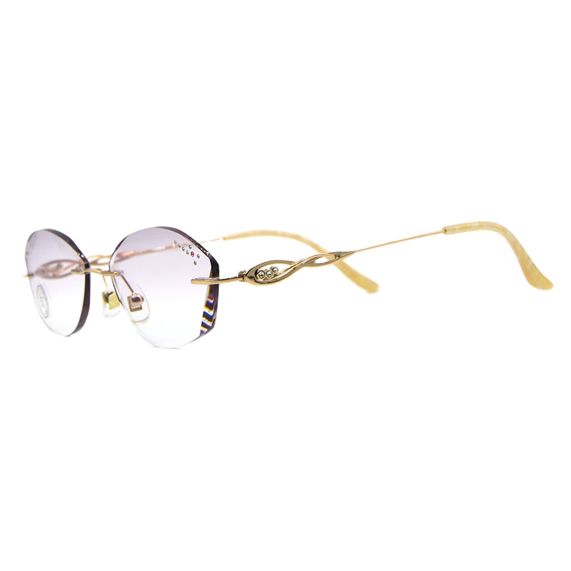 2021新款尚境防蓝光切边无框透明茶色镜片带钻时尚可配近视眼镜