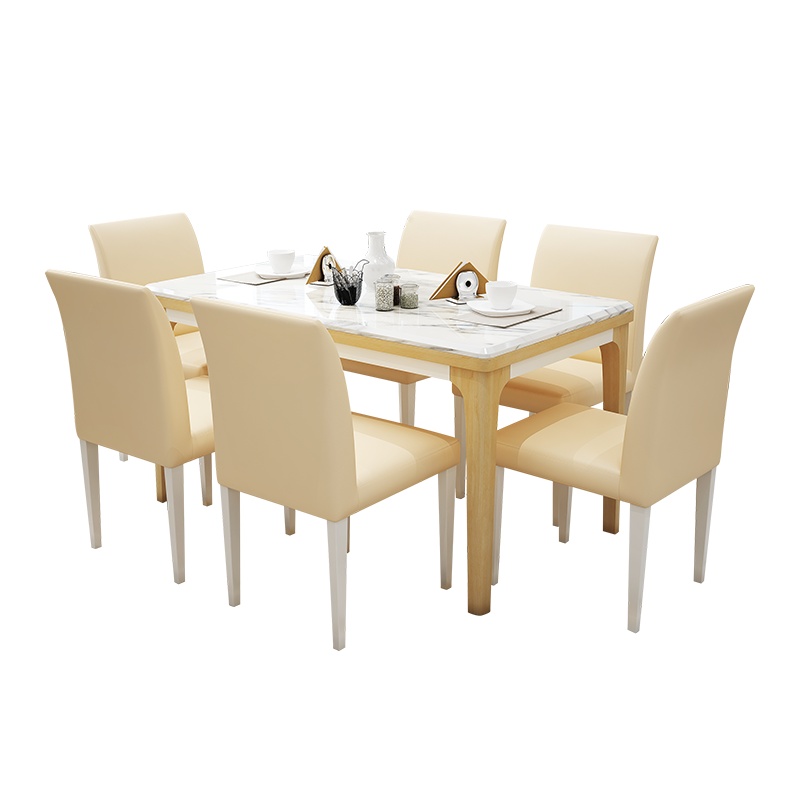 A家家具 餐桌椅组合 简约现代小户型家用一桌四椅长方形大理石餐桌木质餐厅家具 DC1689