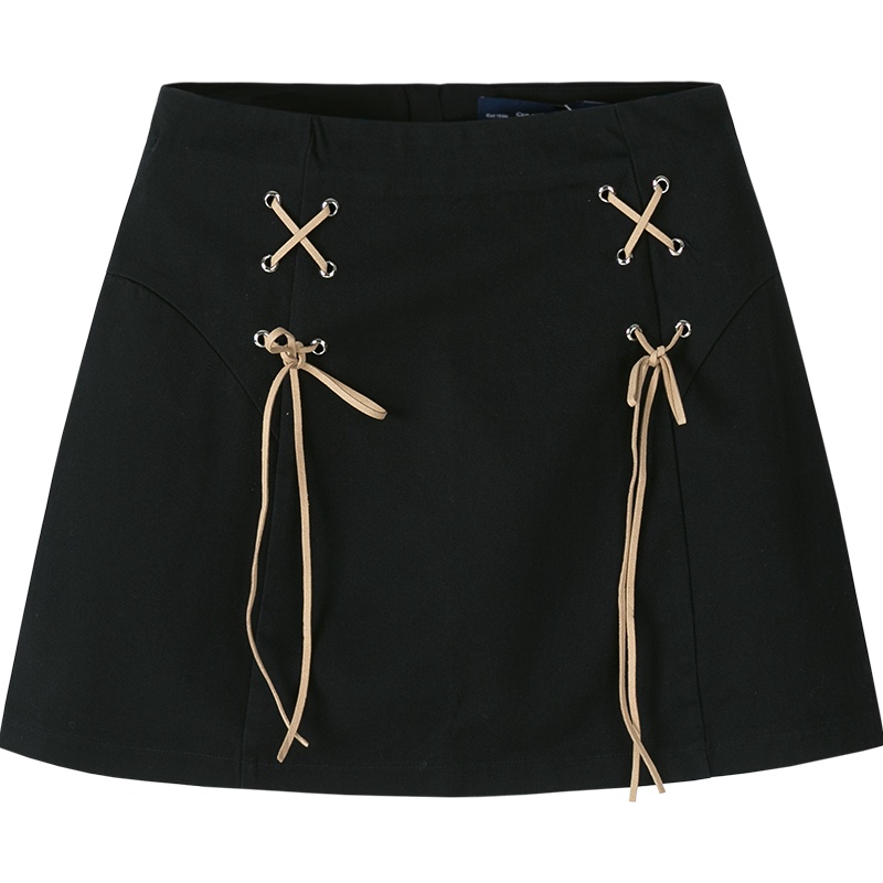 森马白色半身裙夏款a字半身裙纯棉蝴蝶结甜美个性少女小清新