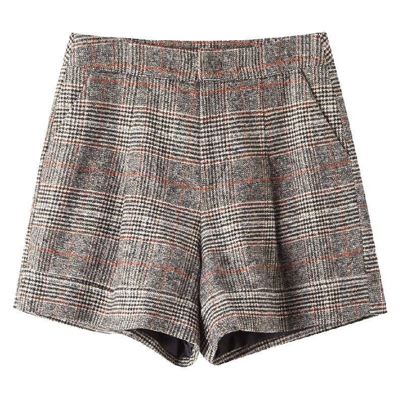 新款拉夏贝尔西装裤女韩版宽松气质裤子高腰西装阔腿裤格子直筒裤2T000698