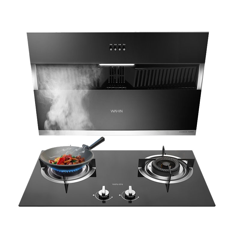 美的出品WAHIN华凌烟灶套餐抽油烟机燃气灶厨电套装烟灶套装H3+HQ2 家用侧吸式抽油烟机灶具套餐(天然气)