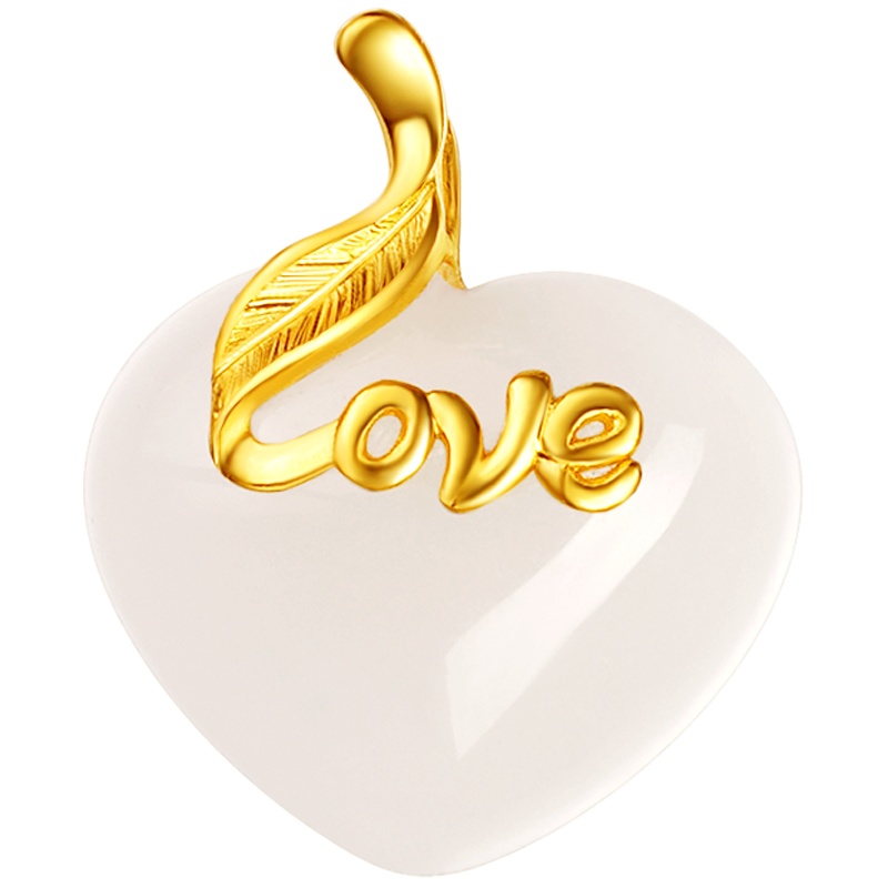 金一国囍足金爱你在心间女士款和田玉吊坠赠银链（定价）ZJDZ084