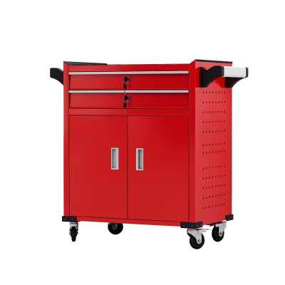 永格加强款抽屉式工具车五金工具箱车间工具柜维修小手推车箱零件柜 二抽（大号）红色工具柜