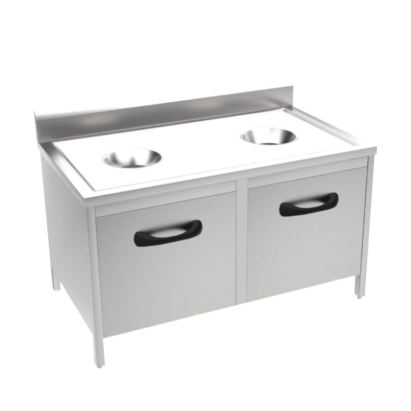 梦商 不锈钢双孔收餐车柜 定制 1500*700*800mm 1张