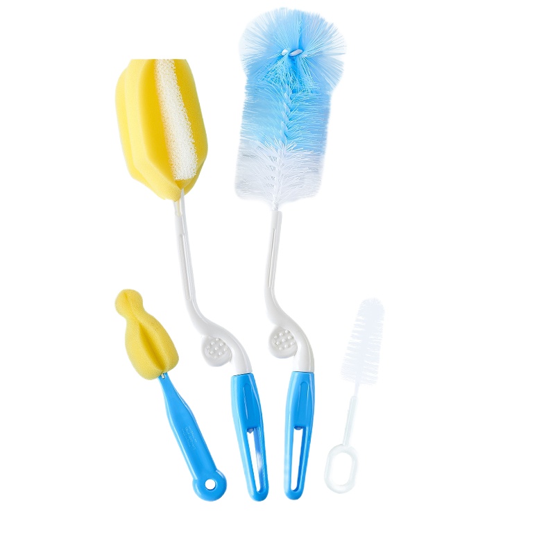 洗奶瓶刷子清洁刷套装婴儿用360度旋转毛刷清洗夹吸管奶嘴海绵瓶 奶瓶刷5件套