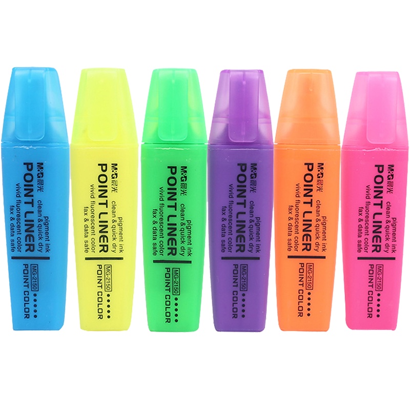 晨光(M&G)荧光记号笔6色装 重点醒目标记笔 水性彩色手帐用荧光笔 彩色笔 学生文具用品