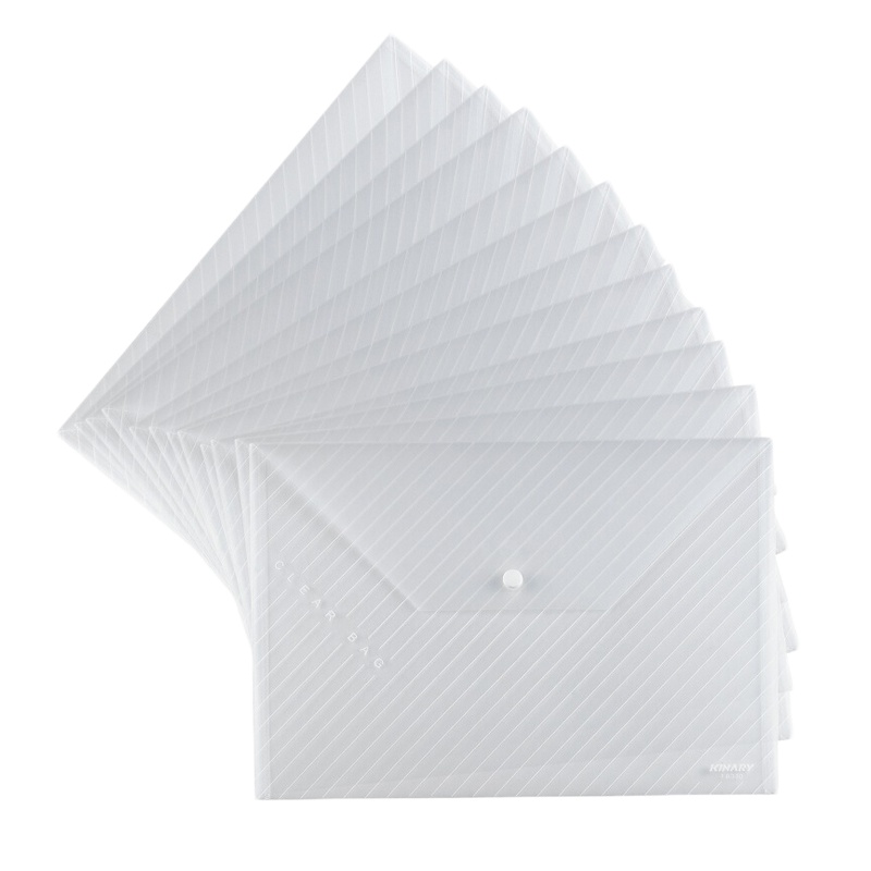 金得利(KINARY)FB330A4斜纹按扣文件袋格纹资料袋白色 12个一套