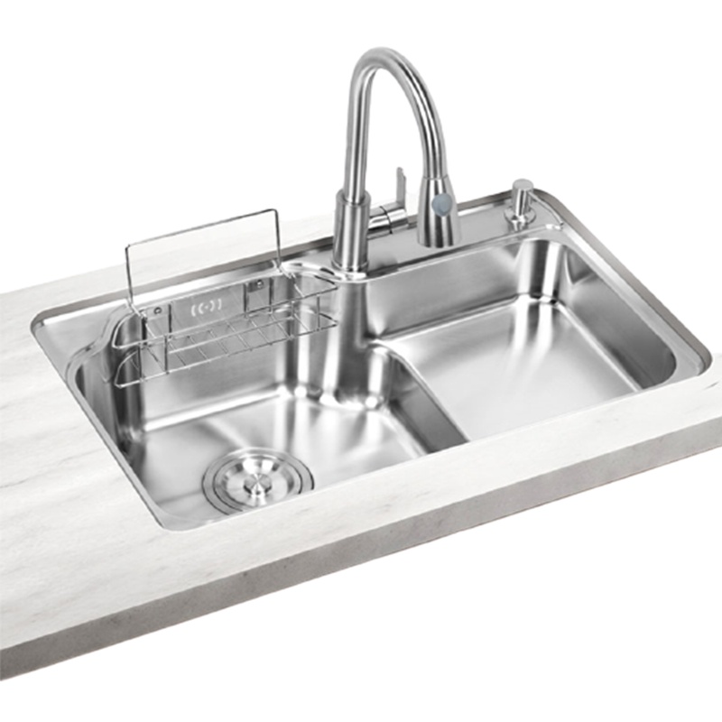 厨房水槽阶梯式符象超大单槽多功能洗碗池加厚304不锈钢洗菜盆套餐