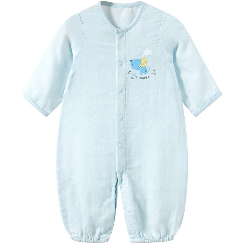 哈贝比婴儿连身服男女宝宝纱布空调服连体衣哈衣婴幼儿薄款夏季爬服