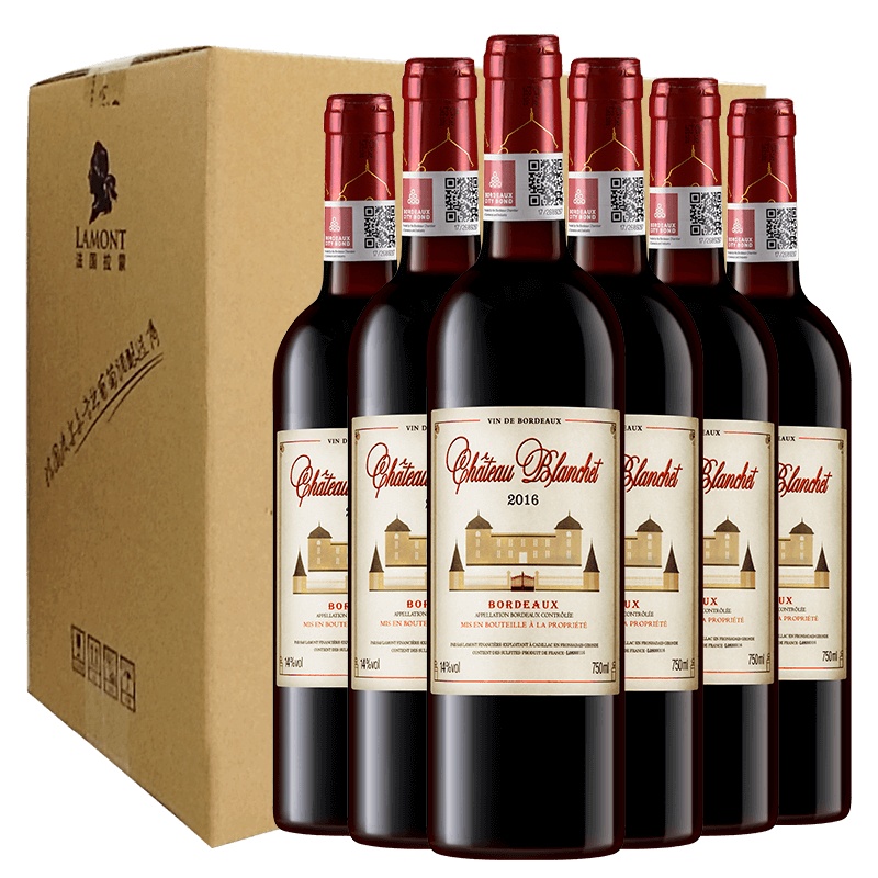 法国波尔多原瓶进口AOC级 布兰特酒庄干红葡萄酒整箱装750ml*6