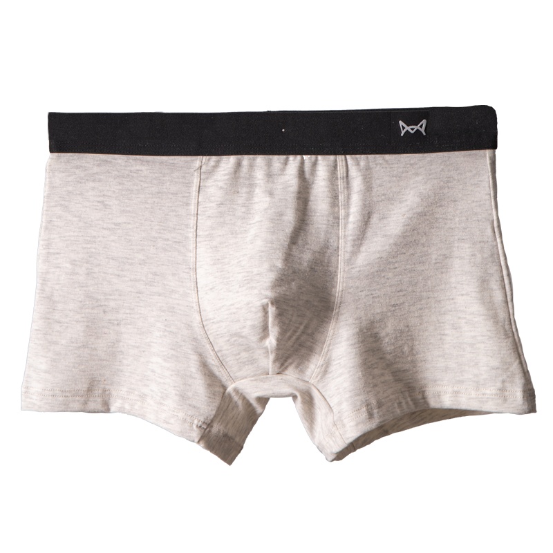 猫人3条装男士莫代尔内裤平角裤纯色舒适大码透气男生四角短裤头