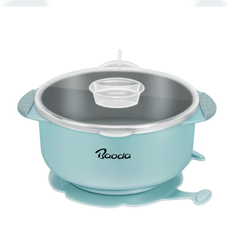 宝德多功能双层注水不锈钢保温碗婴儿餐具碗 腐蚀研磨碗儿童不锈钢碗 隔热防烫 抗氧化耐腐不锈钢杯碗(颜色随机发货)