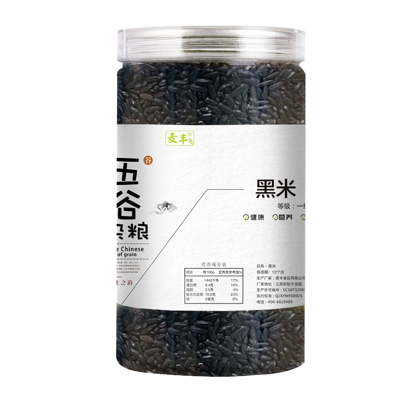 麦丰 黑米500g/罐 五谷杂粮 米面粮油 粗粮 国产食品 罐装送礼 大米粥米伴侣
