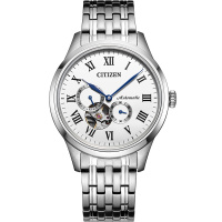 西铁城(CITIZEN)手表男日本自动机械钢表带三眼银色表盘商务休闲情侣男表NP1020-82A