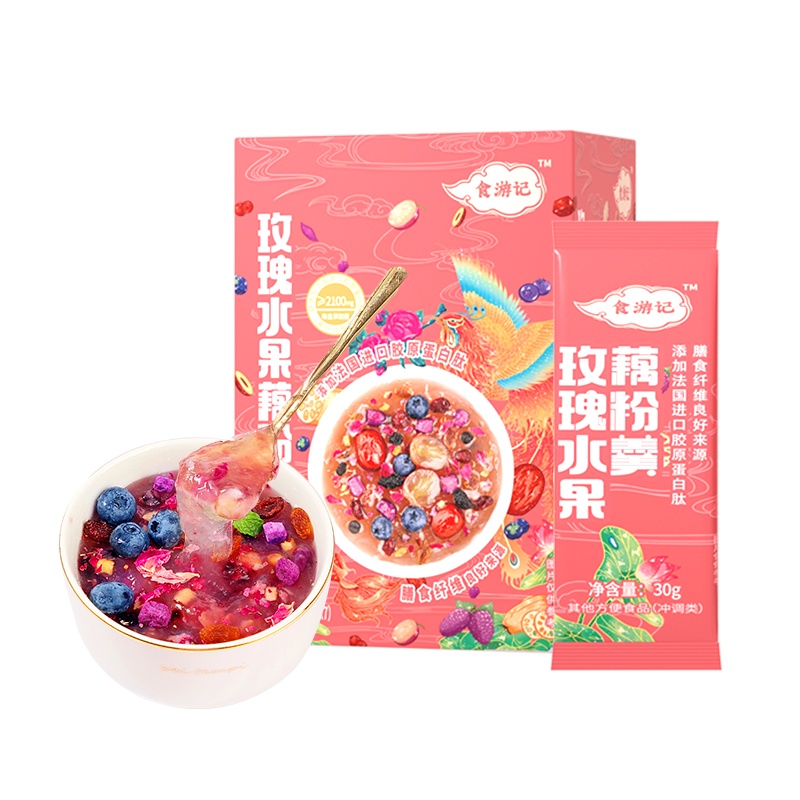 [买1发2]老金磨方 玫瑰水果藕粉羹210g营养早餐冲饮代餐食品